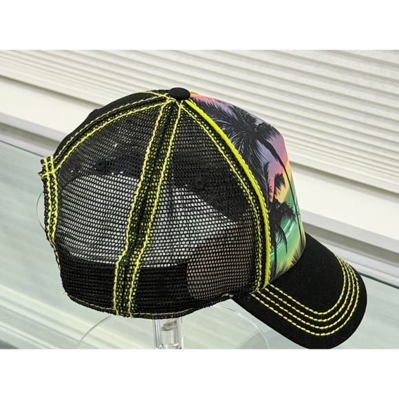 Disney Parks Mickey Mouse NWT Trucker Snap Back Hat Black Mesh Hawaii Tropical - Picture 4 of 8